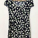 Floral Daises Black And White mini dress with buttons size small Photo 0