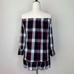 FOR THE REPUBLIC Plaid Off Shoulder Bell Sleeves Peplum Top Photo 6