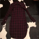 KAVU  Plaid Button-Up Long Dress Long Sleeve Size large Pocket Photo 5