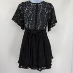 Showpo Lace Mini Dress 6 Whimsigoth Romantic Babydoll Deep V Fairy Grunge Y2K Black Photo 5