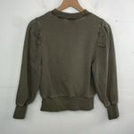 frame denim Frame Womens Long Sleeve Crew Neck Sweatshirt Green Cotton Size Small Petite Photo 4