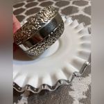 Vintage Silver Tone Floral Cuff Bracelet wide cuff floral design boho feminine Photo 4