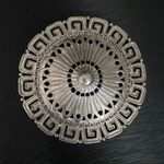 Monet Etruscan Greek Revival Medallion Brooch Silver Photo 3