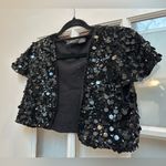 Betsey Johnson Vintage  90’s Sequin Glam Rock Bolero Crop Sweater Jacket Size M Photo 2