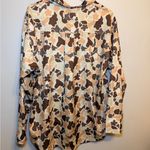 Y2K Floral Casual Button Down Shirt in Brown 70s Style Retro Pattern Camo Size M Photo 8
