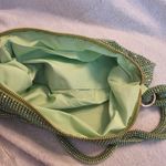 Rhinestone Hobo Shoulder Evening Bag With Tie Strap In Light Green Photo 3