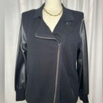 Sioni Black Mixed Media Jacket with Faux Leather Sleeves (924) Size XL Photo 0