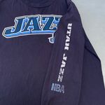Nba Vintage  Utah Jazz Blue Purple Long Sleeve Basketball Graphic T-shirt Photo 3