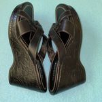 Liz Claiborne Seville leather wedge black strap chunky summer sandals size 6.5 M Photo 7
