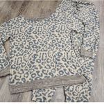 JODIFL  Gray Beige Leopard Print Lounge Pajamas Set Pants Shirt Size Small Photo 0