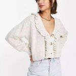 Mango 709 NWT  Ruffle Knit Cardigan Size XS Color Oatmeal Photo 0