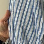 ZARA  Blue White Striped Button Down Wide Sleeve V Neck Cotton Blouse L NWT Photo 6