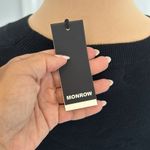 Monrow Camo Contrast Sleeve Pullover Crewneck Sweater Black Size M Photo 7