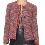 Red Valentino Red Tweed Blazer Jacket Snap Front Metallic Giacca ITALY 46 8 EUC Photo 5