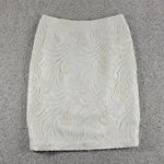 Carmen Marc Valvo Signature Lace and Beaded Skirt Womens 4 Ivory Overlay Knee Photo 0