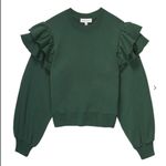 Something Navy  Green Ruffle Sweatshirt Top Sz S‎ NWT Photo 1