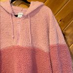 PINK - Victoria's Secret Victoria's Secret PINK Varsity pink 2 toned sherpa half-zip pullover Photo 3