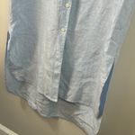 PURE NAVY Pocket Detail 100% Linen Chambray Button Front Shirt Midi Dress Photo 7