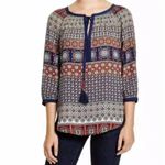 Daniel Rainn  (S) Wilcox Tie Neck Blouse - Stitch Fix 3/4 Sleeve Tassel Boho Top Photo 2