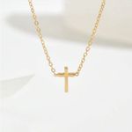 Dainty Gold Cross Pendant Necklace Photo 2