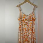 Label Of Love Beach Orange Print Sweetheart Neck Strap Midi Sun Dress Sz XL Photo 1