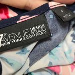 7th Avenue NY & Company Navy Floral Drape Neck Top Size Small Blue Photo 5