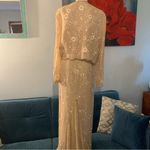 Montage Collection Mon Cheri Maxi Dress & Vest Beige Embroidered Beaded Size 16 Photo 6