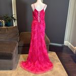 Women’s Pink Mermaid Fit Prom Party Dress Sparkly Sequins Lace Up Back Size 6 Photo 3