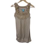 H.I.P. Y2K 00s Beige Rosette Rouched Sleeveless Top Size S Photo 1