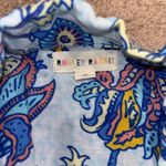 Roller Rabbit  Blue Amanda Linen Lulu Set Polo Pajamas Paisley Print Photo 2