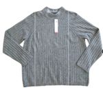 Talbots  100% Cashmere Mock Neck Sweater Cable Knit Army Green Size XL P NEW Work Photo 4