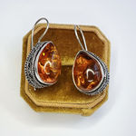 Handmade Silver  earring with amber Photo 0