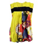 Kay Unger Y2K Dress 14 Chartreuse Yellow Strapless Silk Floral Pleated Cocktail Photo 4