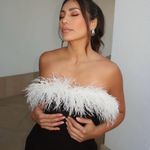 ZARA  dress mini bodycon Elegant Black and White Feather holiday party coctail  Photo 1