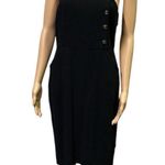 Orange Creek Linen Blend  Black Button Accent Sleeveless Back Slit Midi Dress M Photo 5