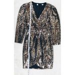 ASTR ‎ Selene Leopard Print Sequin Mini Dress Gold Black Wrap Mobwife Size Small Photo 11