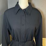 ZARA  Navy Blue Buckle Belt Button Down Shirt Blouse Photo 6