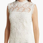 Nanette Lepore  Crochet Floral Lace‎ Top Women M White Cottagecore Coquette Mock Photo 0