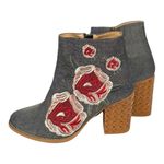 Anthropologie BILLY ELLA Floral Denim Ankle Bootie 3” Block Heel Size 6 Photo 3