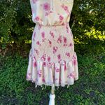 Cider ‎ Women’s Floral Halter Shirred Mini Dress Peach Size M Party Cocktail Photo 7