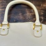 JOY & IMAN white ivory Leather Clamshell Satchel nwot Photo 7