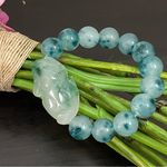 Handmade Pi Xiu Green Chalcedony Beads Natural Gemstone Lucky Bracelet One Size Photo 3