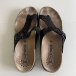 Mephisto  Helen Black Paint Leather & Cork Slip On Sandals Size 40 Photo 3