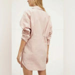 Free People  Taia Long Sleeve Mini Shirt Dress in Pink Size L Photo 2