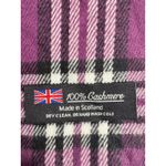 100% Cashmere Plaid Scarf Made in Scotland Purple Black White Red Fringe Photo 1