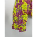 Main Strip  Tweed Jacket Women S Neon Yellow Pink Houndstooth Cropped Maximalist Photo 5