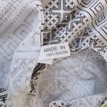 White & Black Tasseled Square Neck Short Sleeve Blouse Made in Thailand Size XS Photo 6