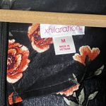 Xhilaration Jumpsuit Womens M Black Floral Satin Crepe Waist Tie V-Neck Fall Photo 4