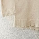 Minnie Rose Cashmere Frayed Edge V Neck Sweater Size Small Cream Photo 8