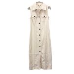 House Of Harlow‎ 1960 Cream Snap Front Denim Sleeveless Maxi Dress Size XS Tan Photo 2
